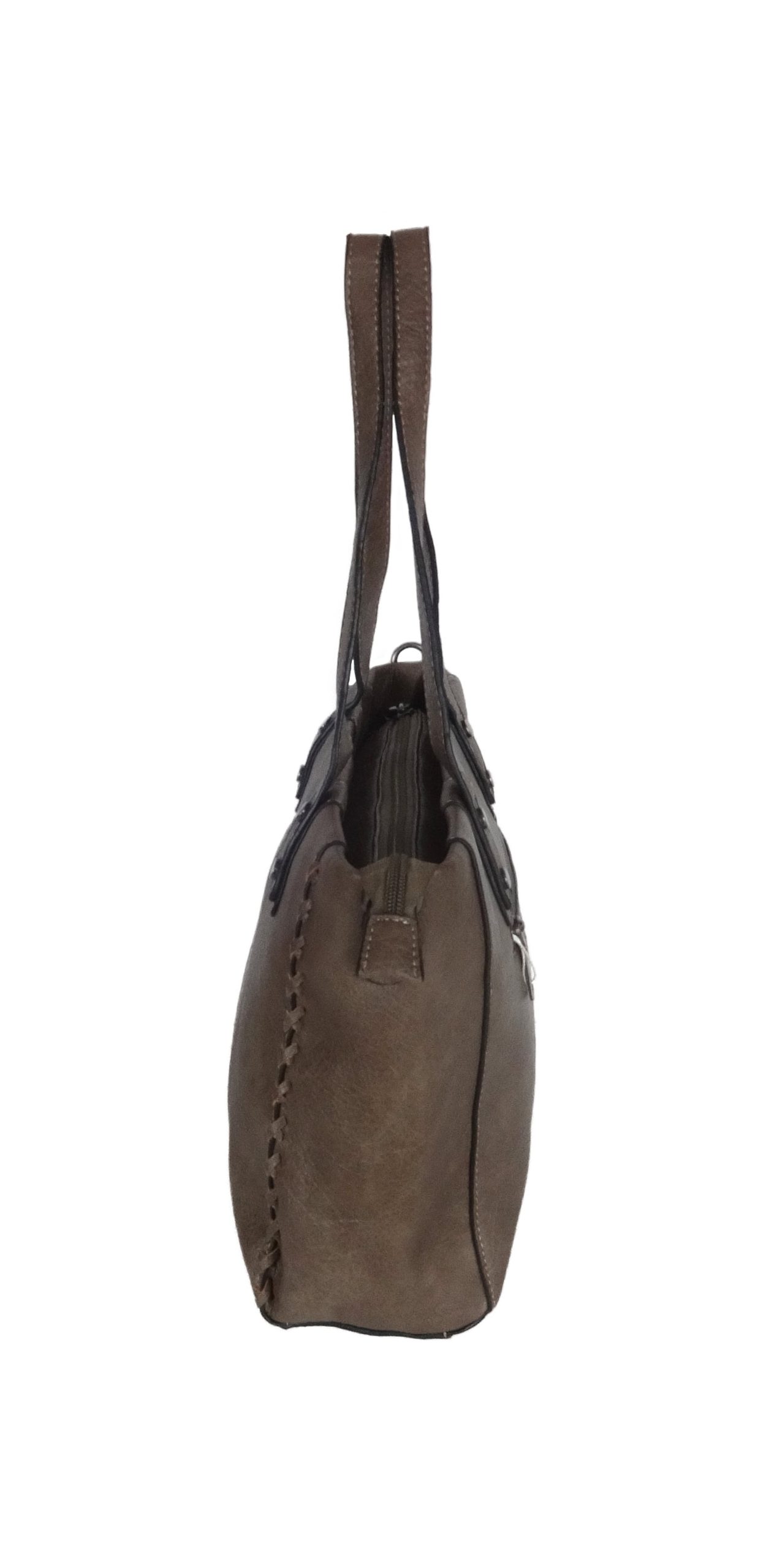 Shopper verde oscuro amplio con asas al hombro.
