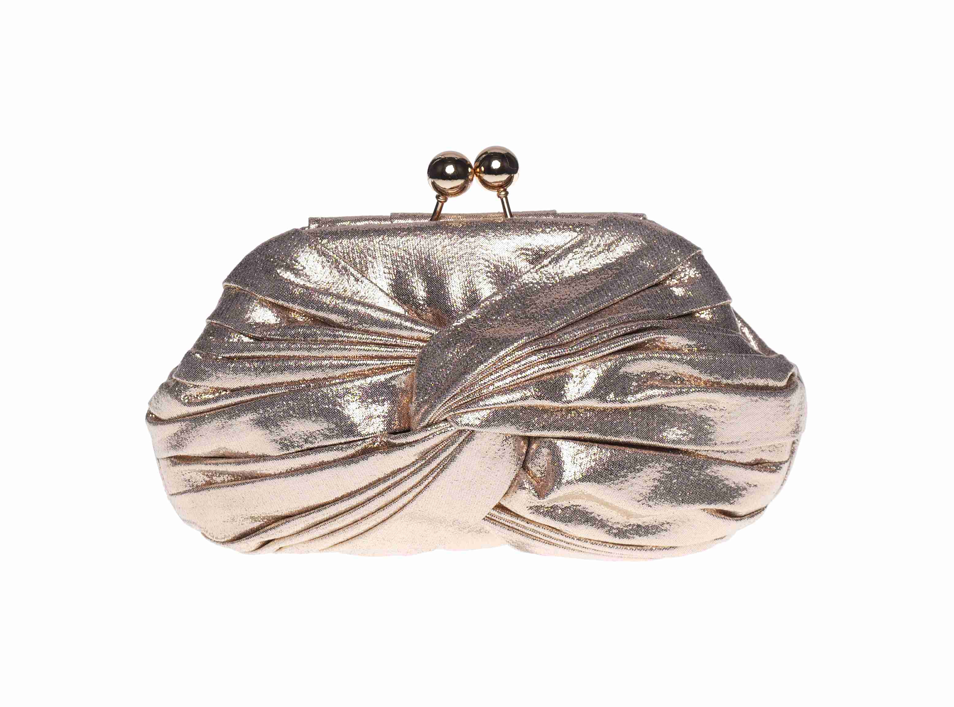 Bolso clutch dorado de fiesta con cierre kiss-lock estilo vintage