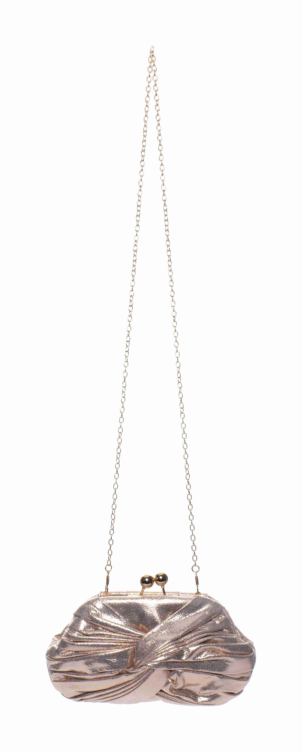 Bolso de fiesta oro brillante con cadena dorada y diseño sofisticado