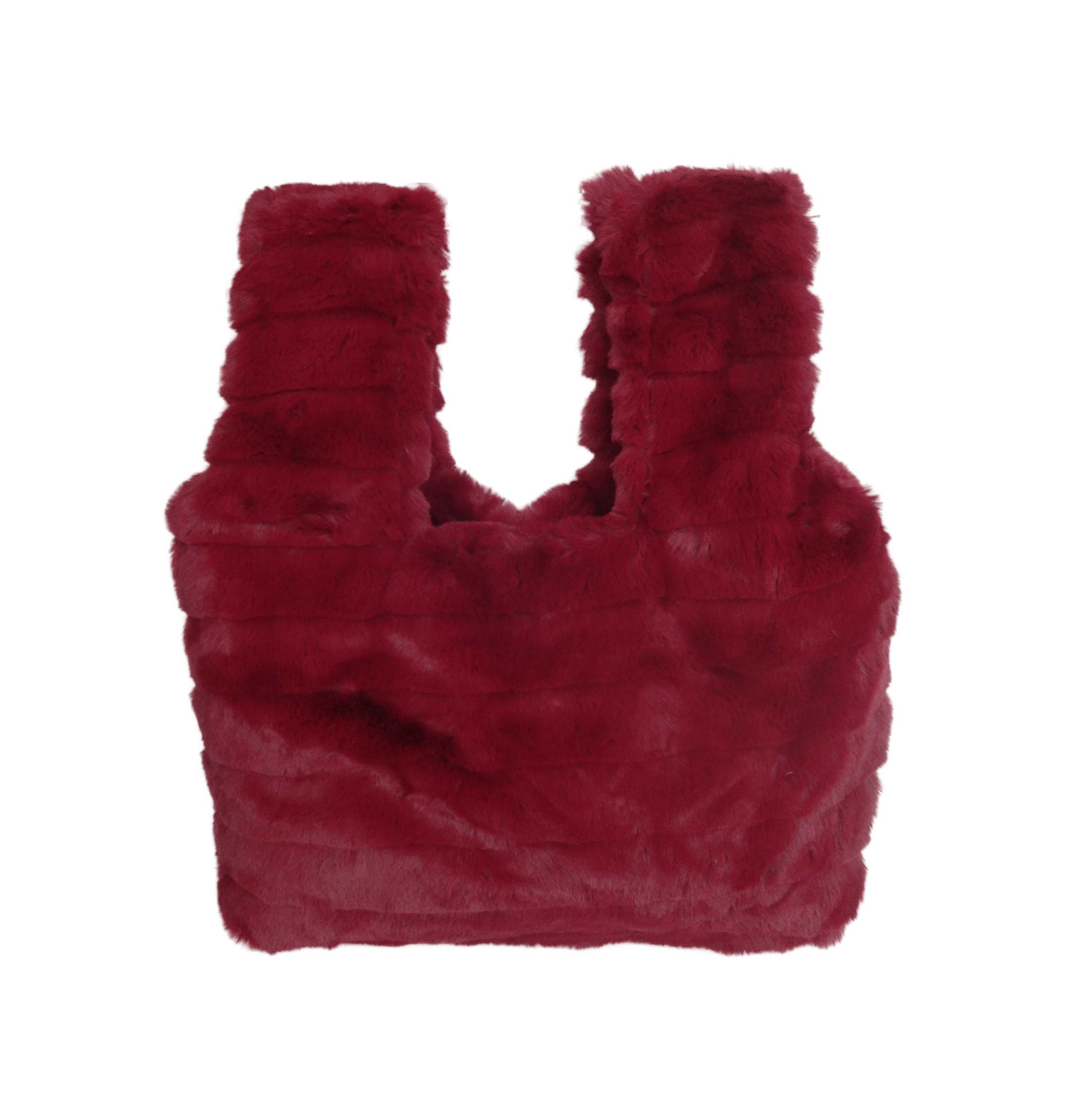 Bolso tote rojo efecto pelo suave con diseño amplio y estilo urbano